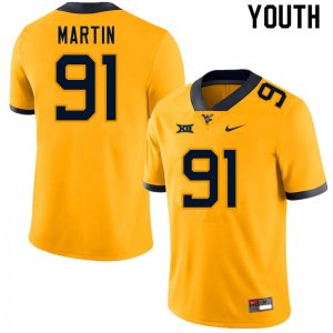 Youth West Virginia Mountaineers NCAA #91 Sean Martin Gold Authentic Nike Stitched College Football Jersey RJ15N52KT